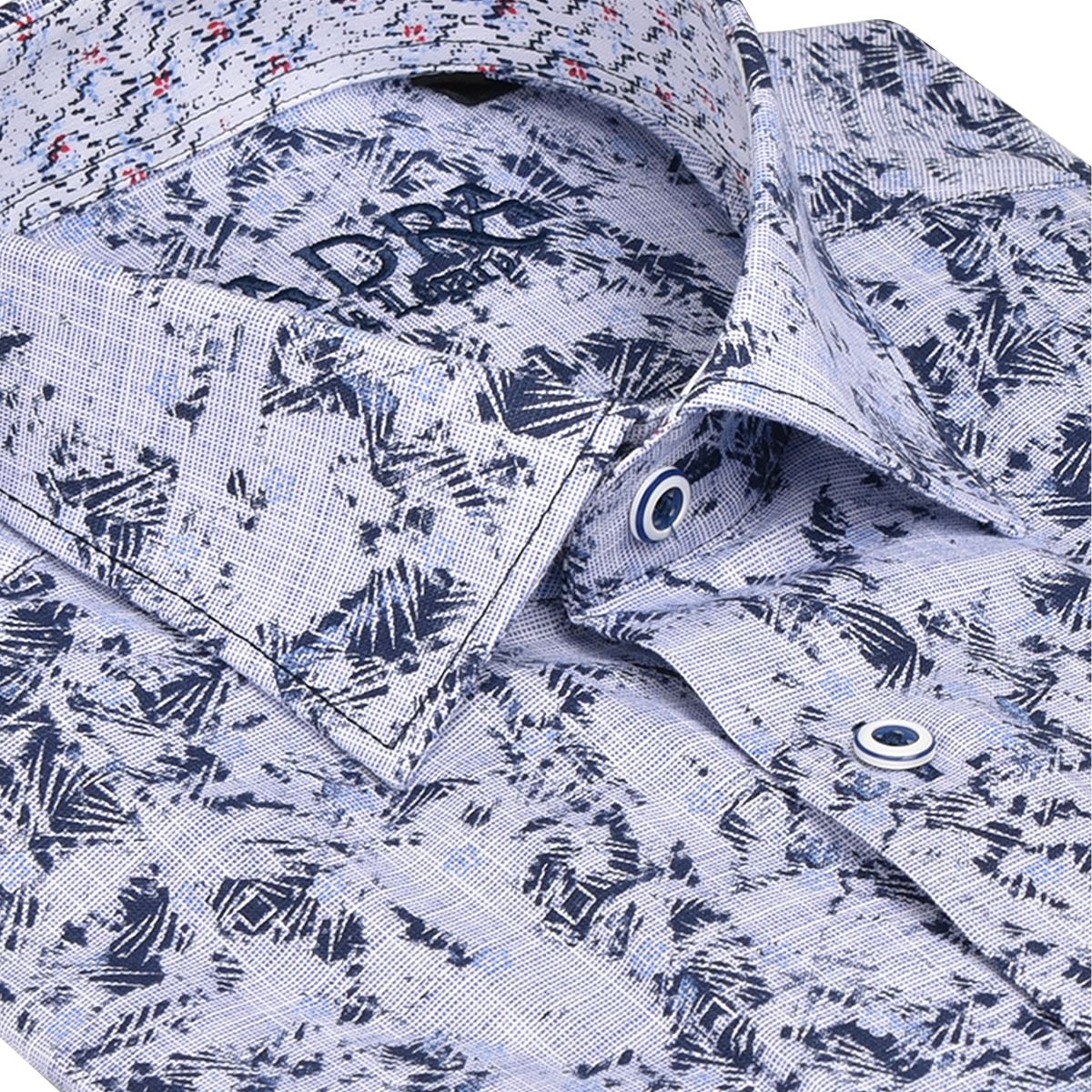 CM0W477 - Cuadra indigo fashion casual washed linen abstract shirt for men-Kuet.us