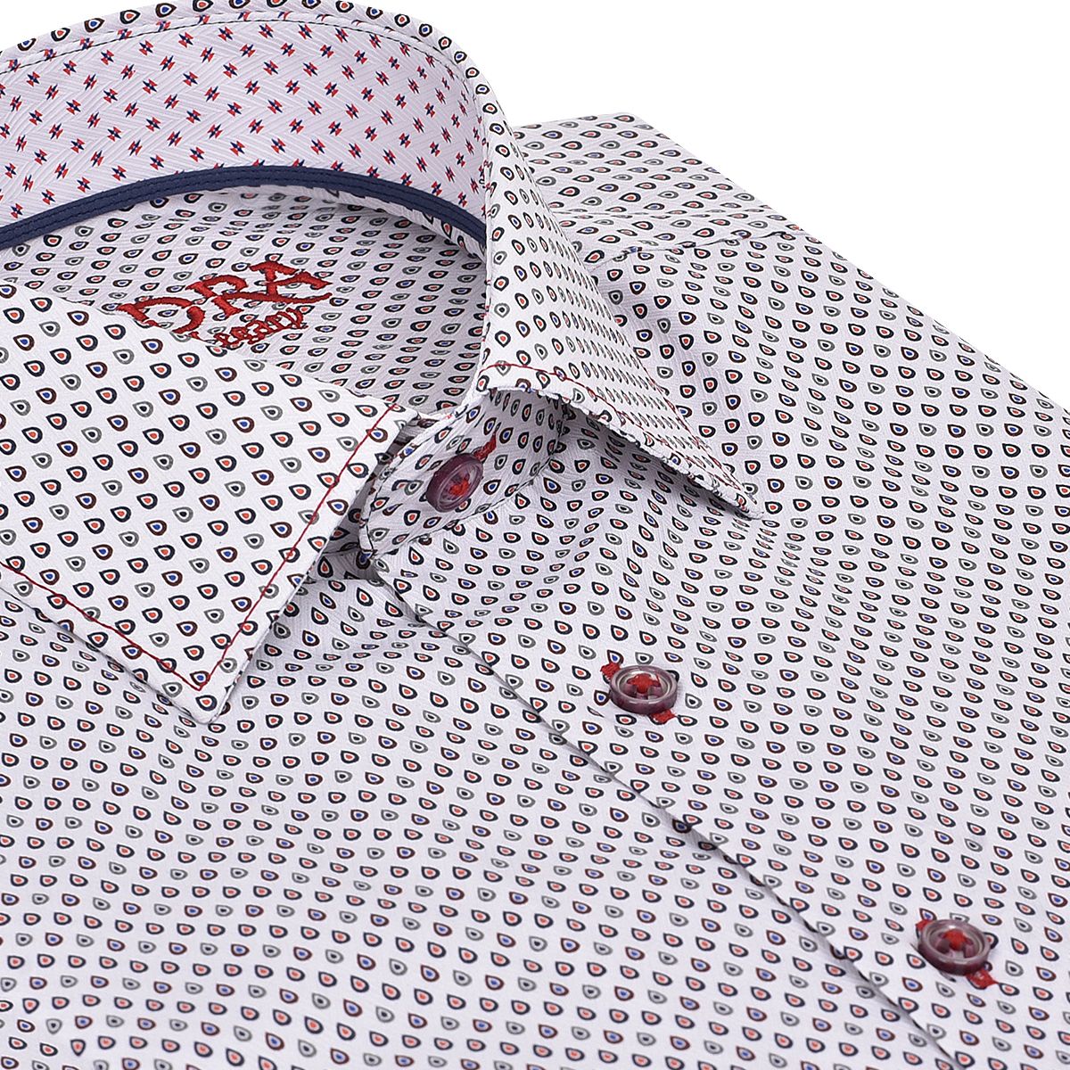 CM0W500 - Cuadra white fashion soft cotton abstract shirt for men-Kuet.us