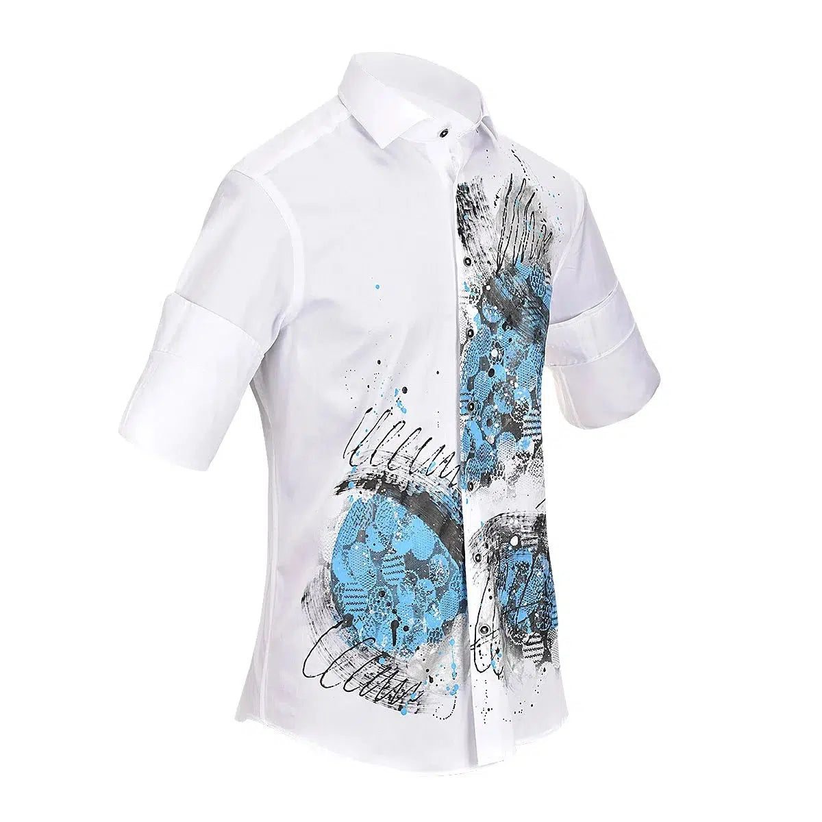 CM0W584 - Cuadra white casual fashion hand painted shirt for men-Kuet.us