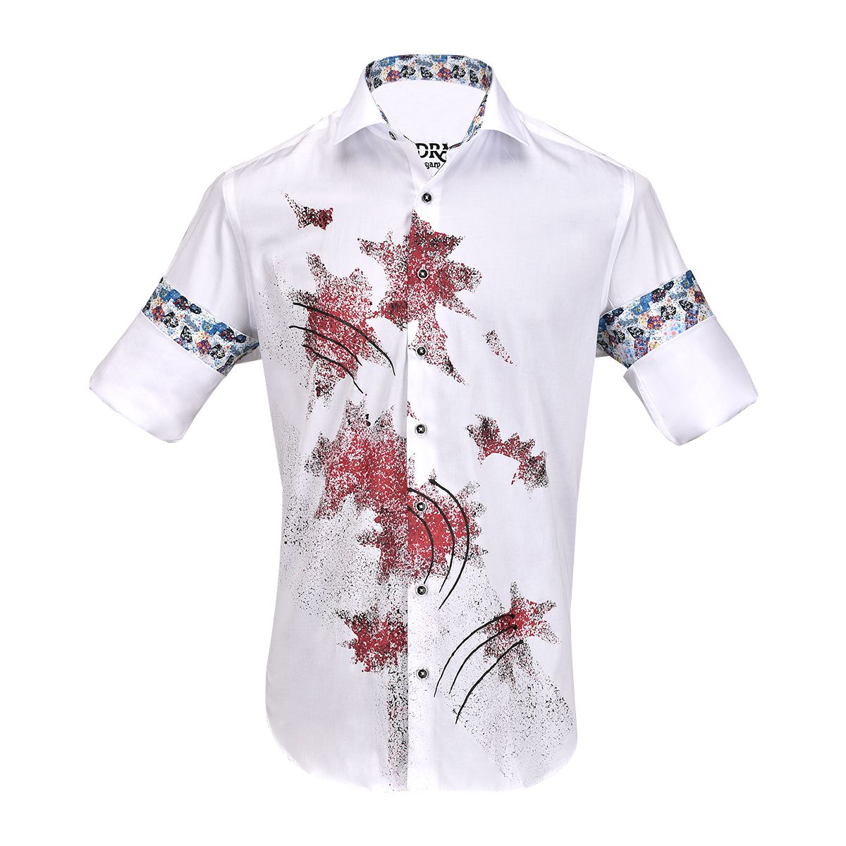 CM523V2 - Cuadra white casual fashion hand painted shirt for men-Kuet.us