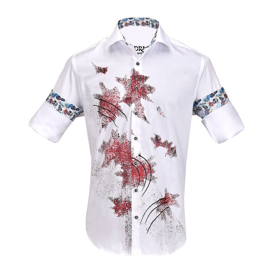 CM523V2 - Cuadra white casual fashion hand painted shirt for men-Kuet.us