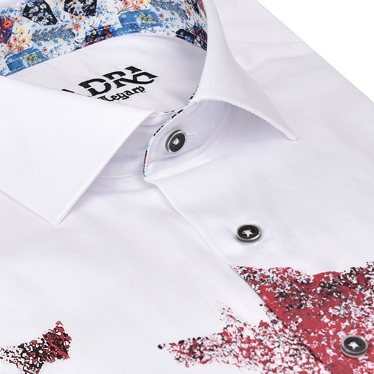 CM523V2 - Cuadra white casual fashion hand painted shirt for men-Kuet.us
