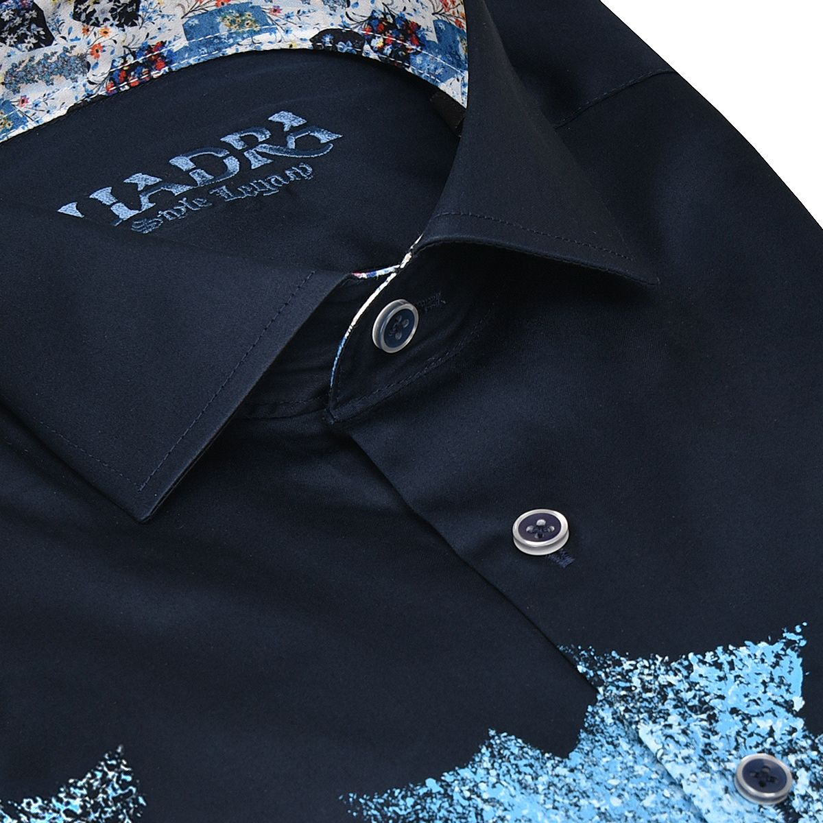 CM523V3 - Cuadra navy casual fashion hand painted shirt for men-Kuet.us