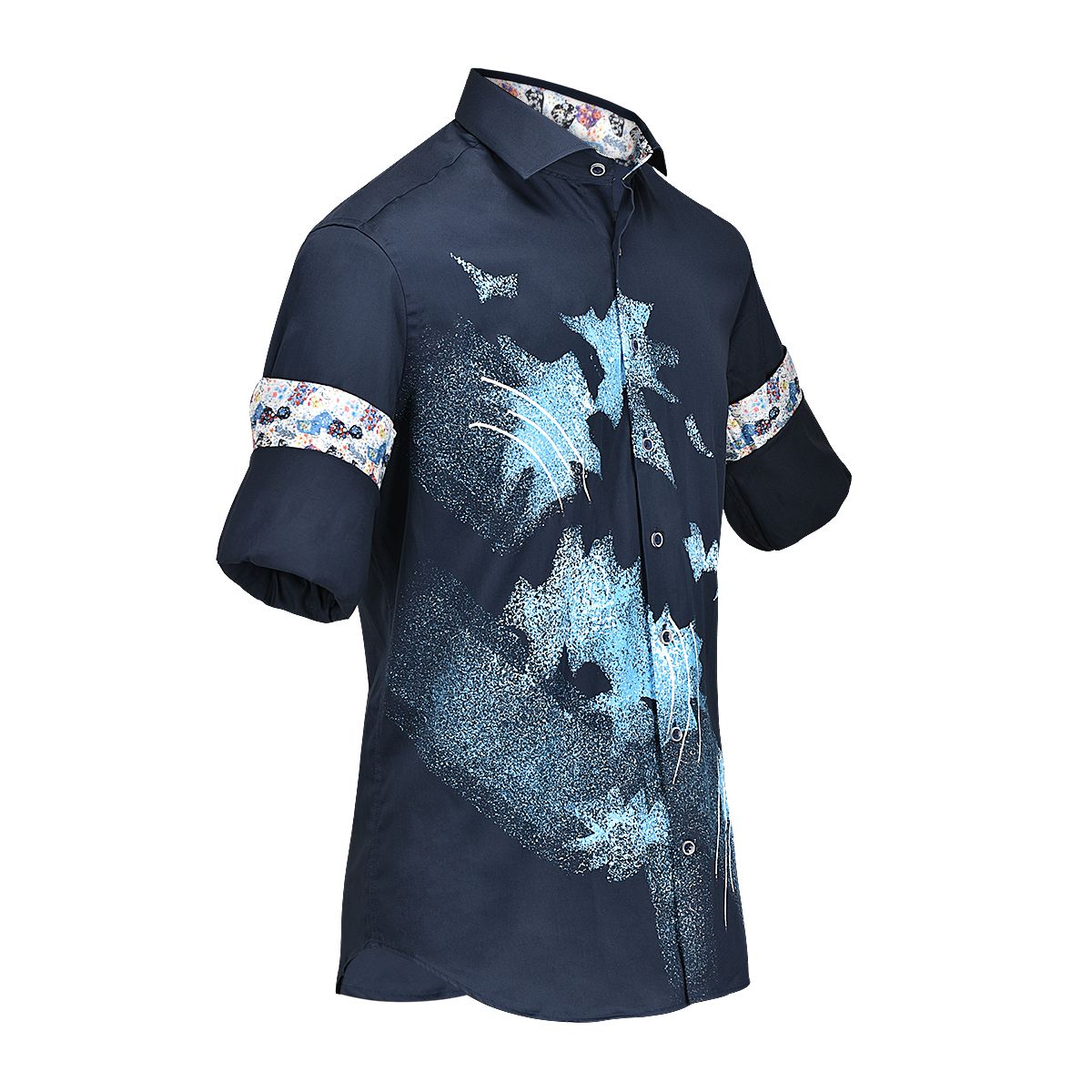 CM523V3 - Cuadra navy casual fashion hand painted shirt for men-Kuet.us