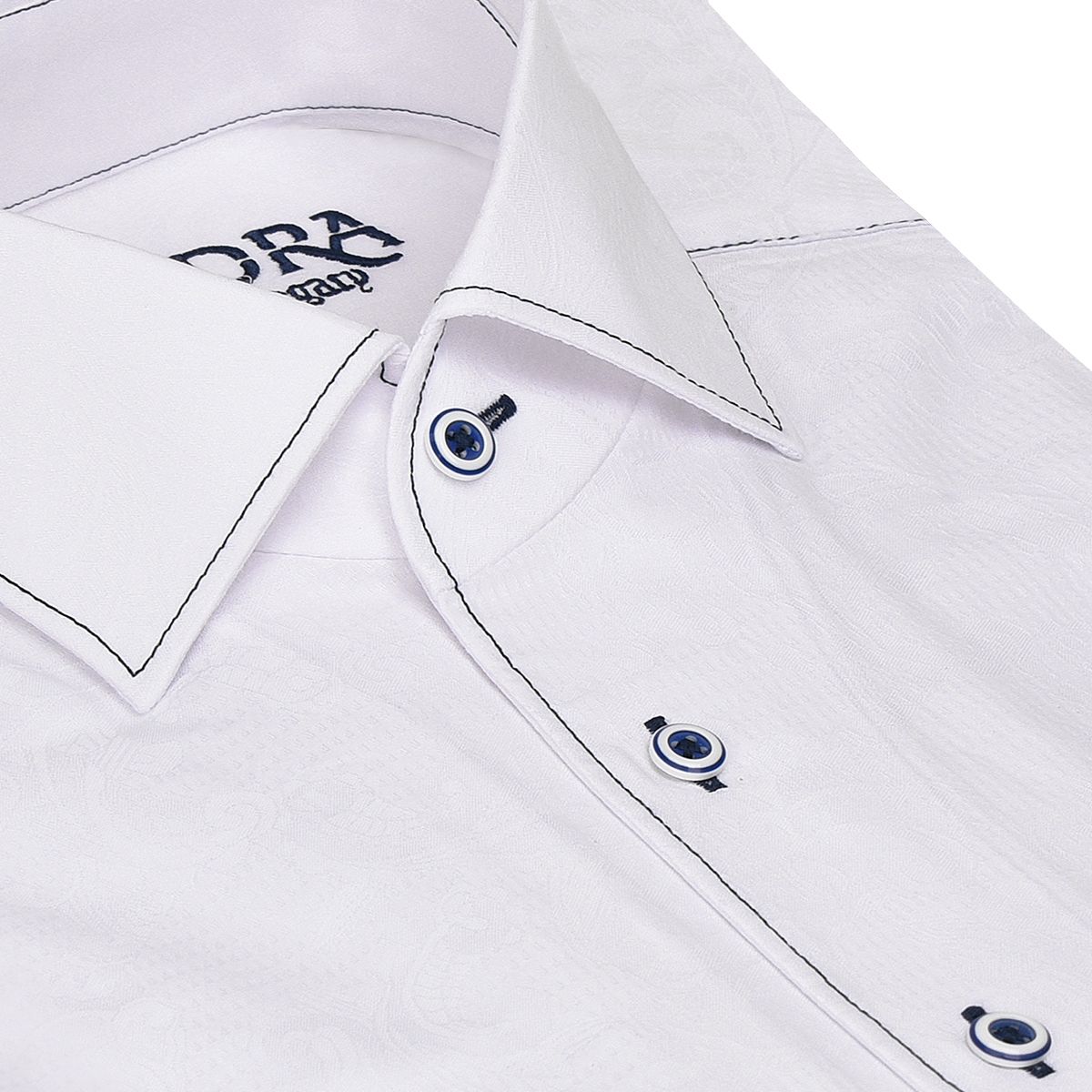 CMW466R - Cuadra white fashion casual soft cotton paisley shirt for men-Kuet.us