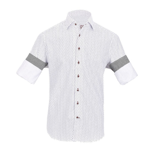 CMW481R - Cuadra white fashion casual cotton fine medallion shirt for men-Kuet.us