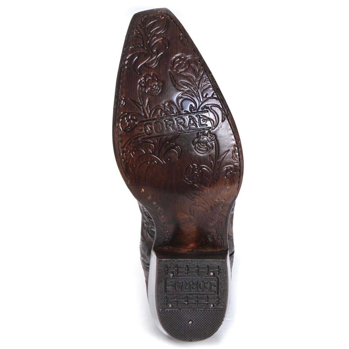 G1471-M Corral brown western cowgirl leather tall boots for women-Kuet.us