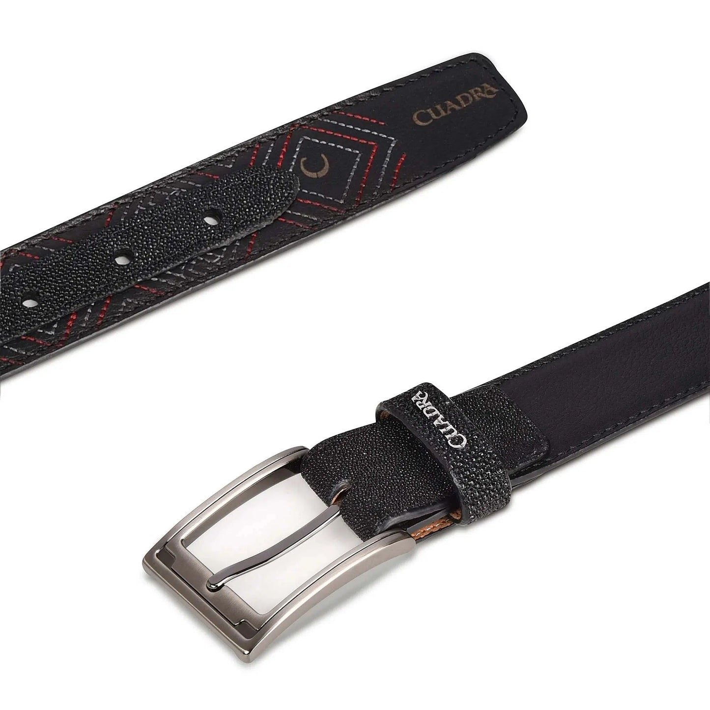 CS453MA - Cuadra black casual dress stingray leather belt for men-Kuet.us