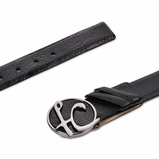 CS537PA - Cuadra black casual fashion ostrich leg belt for men-Kuet.us