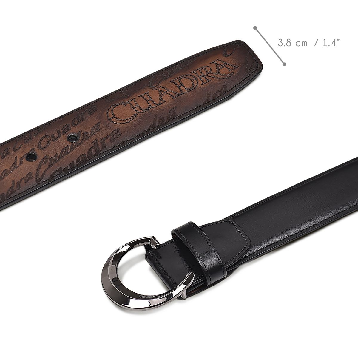 CS540RS - Cuadra negro casual dress cowhide leather belt for men-Kuet.us