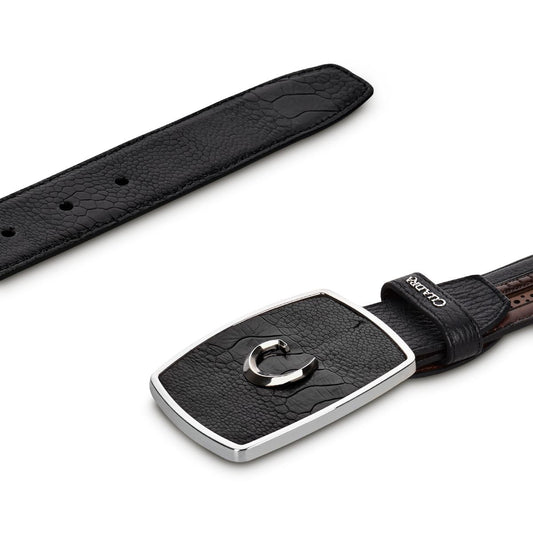 CV485PA - Cuadra black western fashion ostrich leg belt for men-Kuet.us