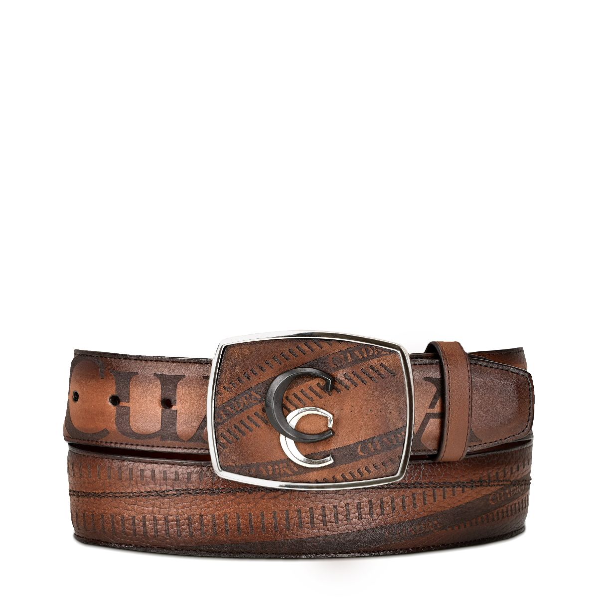 Q Du Cuir Men´s Leather Belt Brown Size 34 海外 即決-
