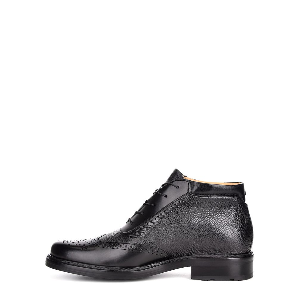 G84BIVN - Cuadra black casual fashion deer leather ankle booties for men-Kuet.us