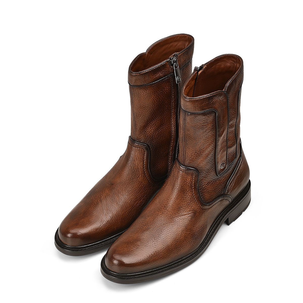 G93VNVN - Franco Cuadra brown dress casual deer leather ankle boots for men-Kuet.us