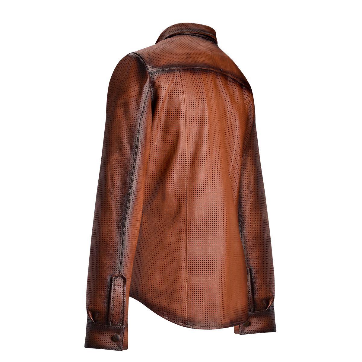 H280COC - Cuadra vegetal brown western fashion leather shirt jacket for men-Kuet.us