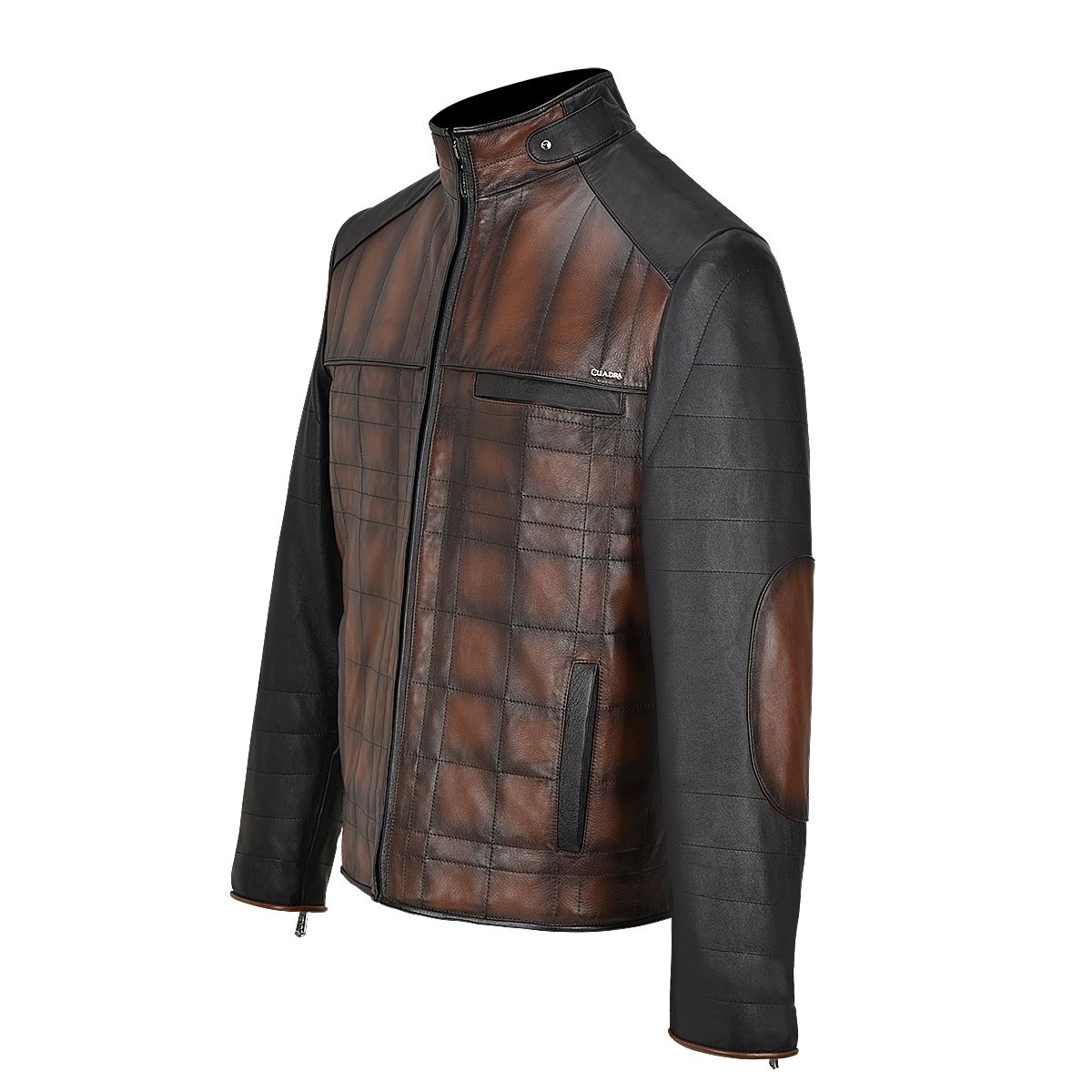 Embroidery Rivet-decorated Goatskin Leather Denim Jacket