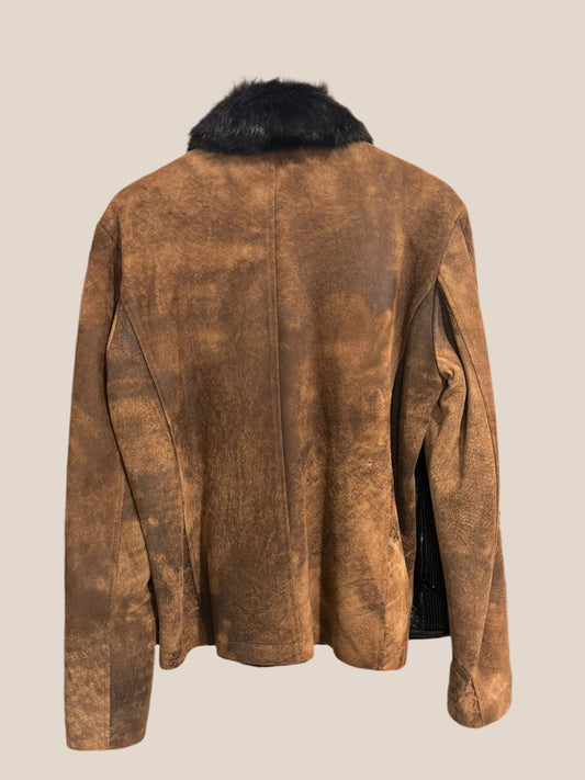 K2R20 - Shaved Camel Sheepskin Jacket with Rabbit Fur