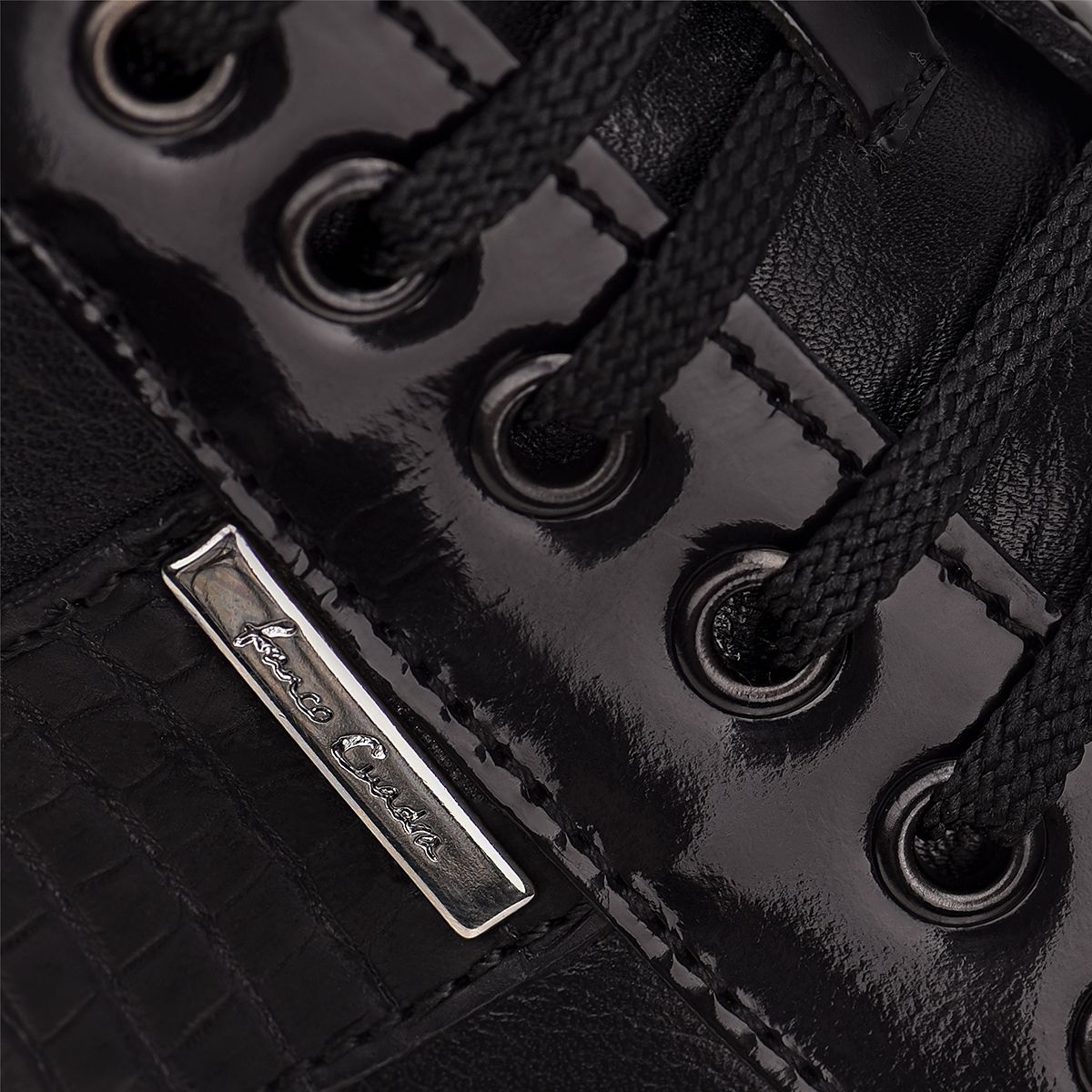 L05NPBM - Cuadra habbano black crocodile sneakers for men-Kuet.us