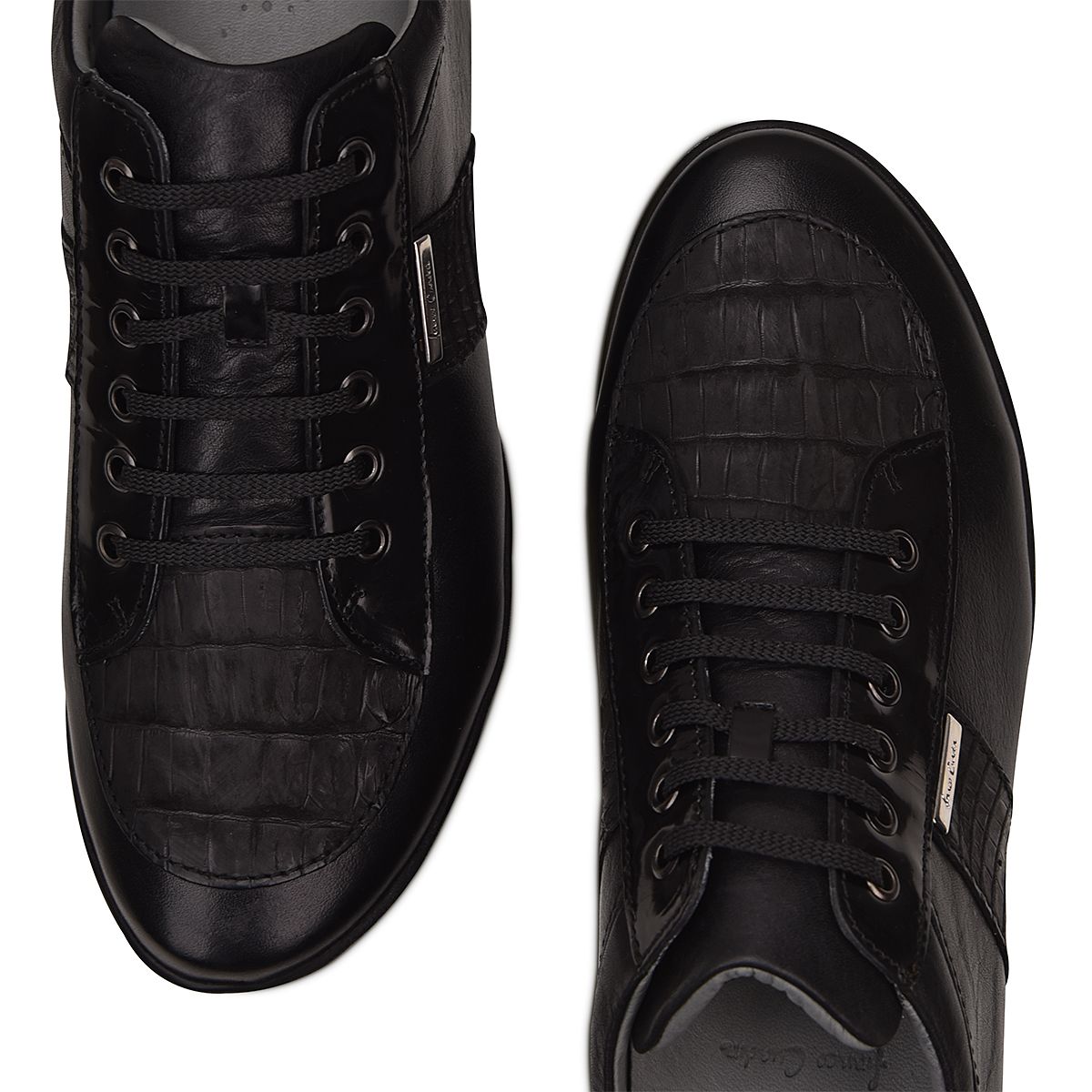 L05NPBM - Cuadra habbano black crocodile sneakers for men-Kuet.us