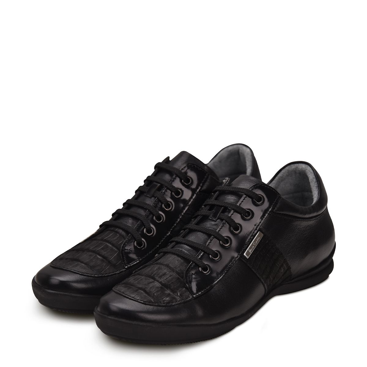 L05NPBM - Cuadra habbano black crocodile sneakers for men-Kuet.us