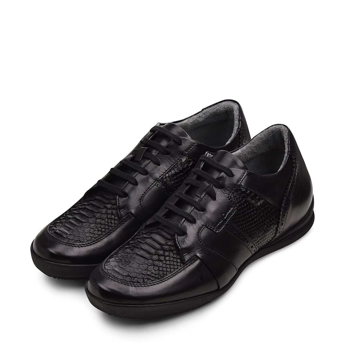 L26PBTS - Cuadra black casual fashion python sneakers for men-Kuet.us