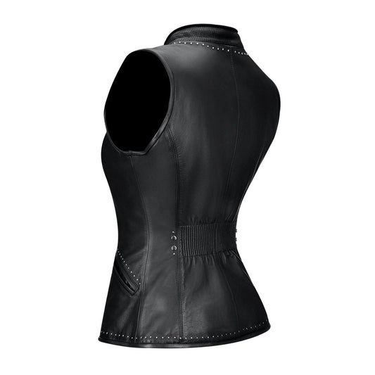 M253COB - Cuadra montecarlo black casual fashion quilted leather vest for women-Kuet.us