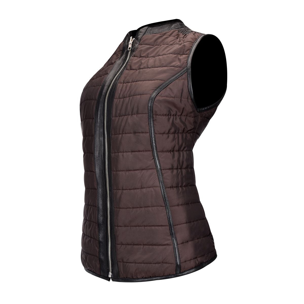 M253COB - Cuadra montecarlo black casual fashion quilted leather vest for women-Kuet.us