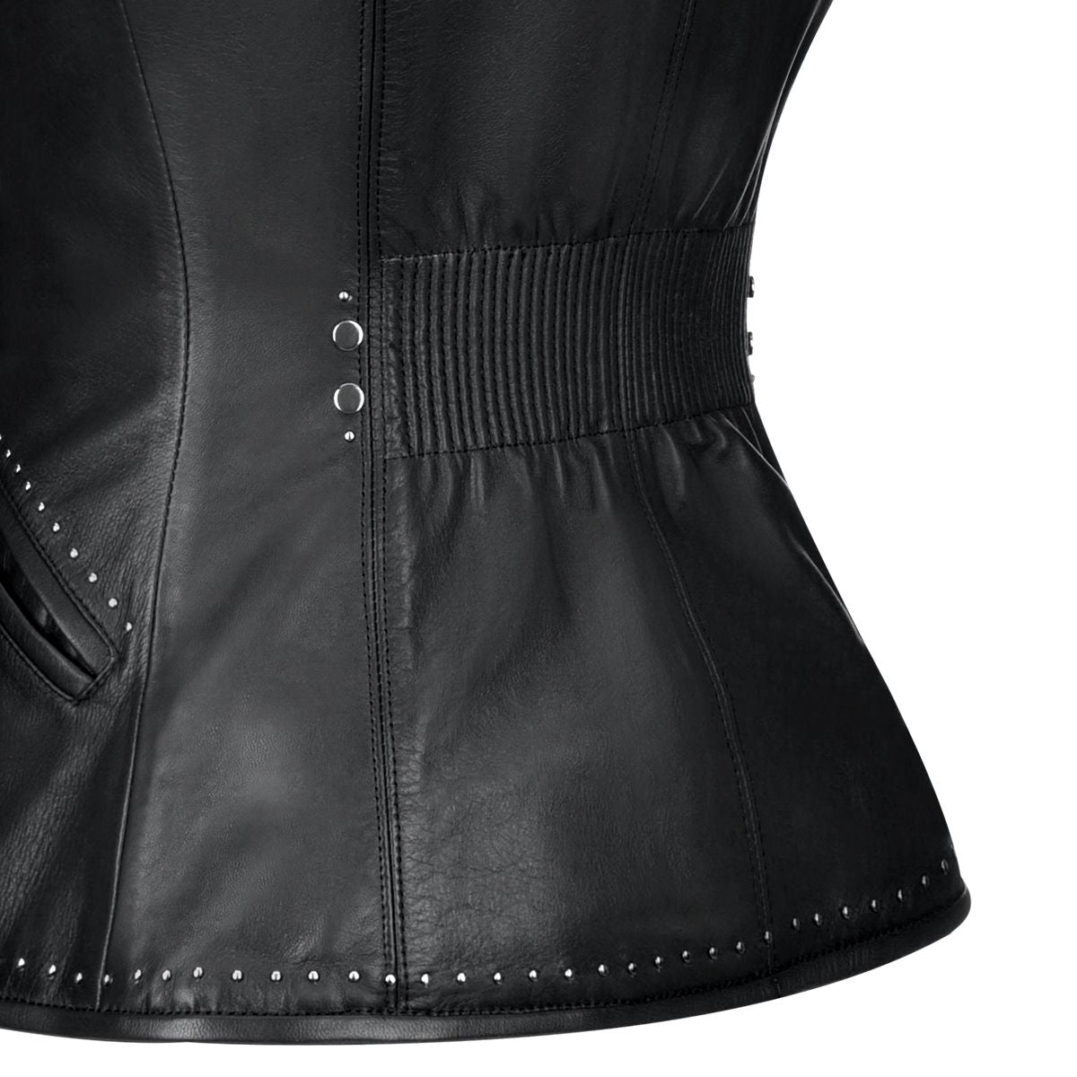 M253COB - Cuadra montecarlo black casual fashion quilted leather vest for women-Kuet.us