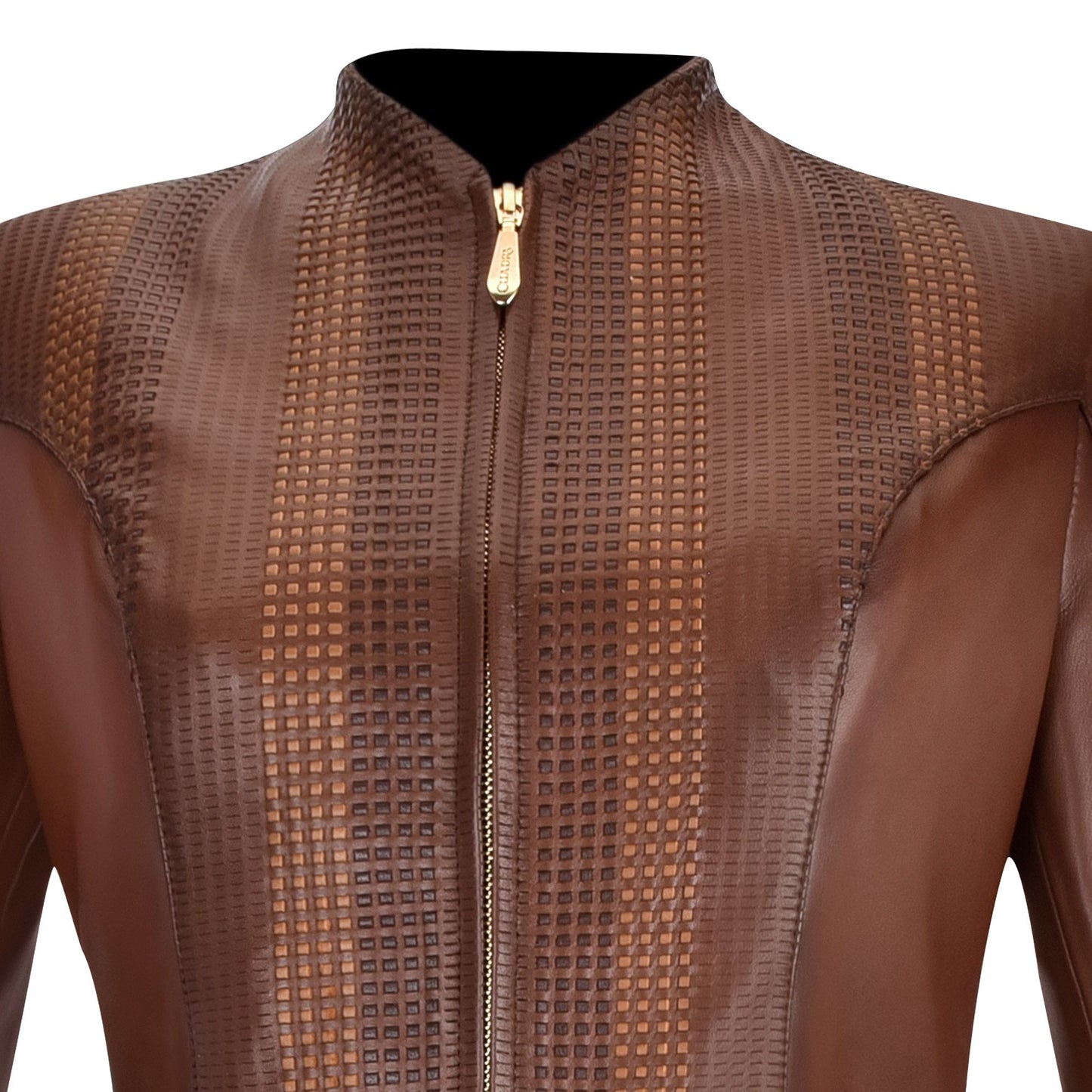 M256COC - Cuadra brown casual lambskin woven blouson jacket for women-Kuet.us