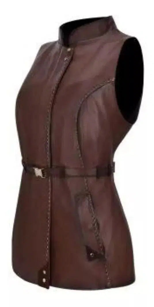 M270COC - Cuadra brown western fashion rabbit leather jacket for women-Kuet.us
