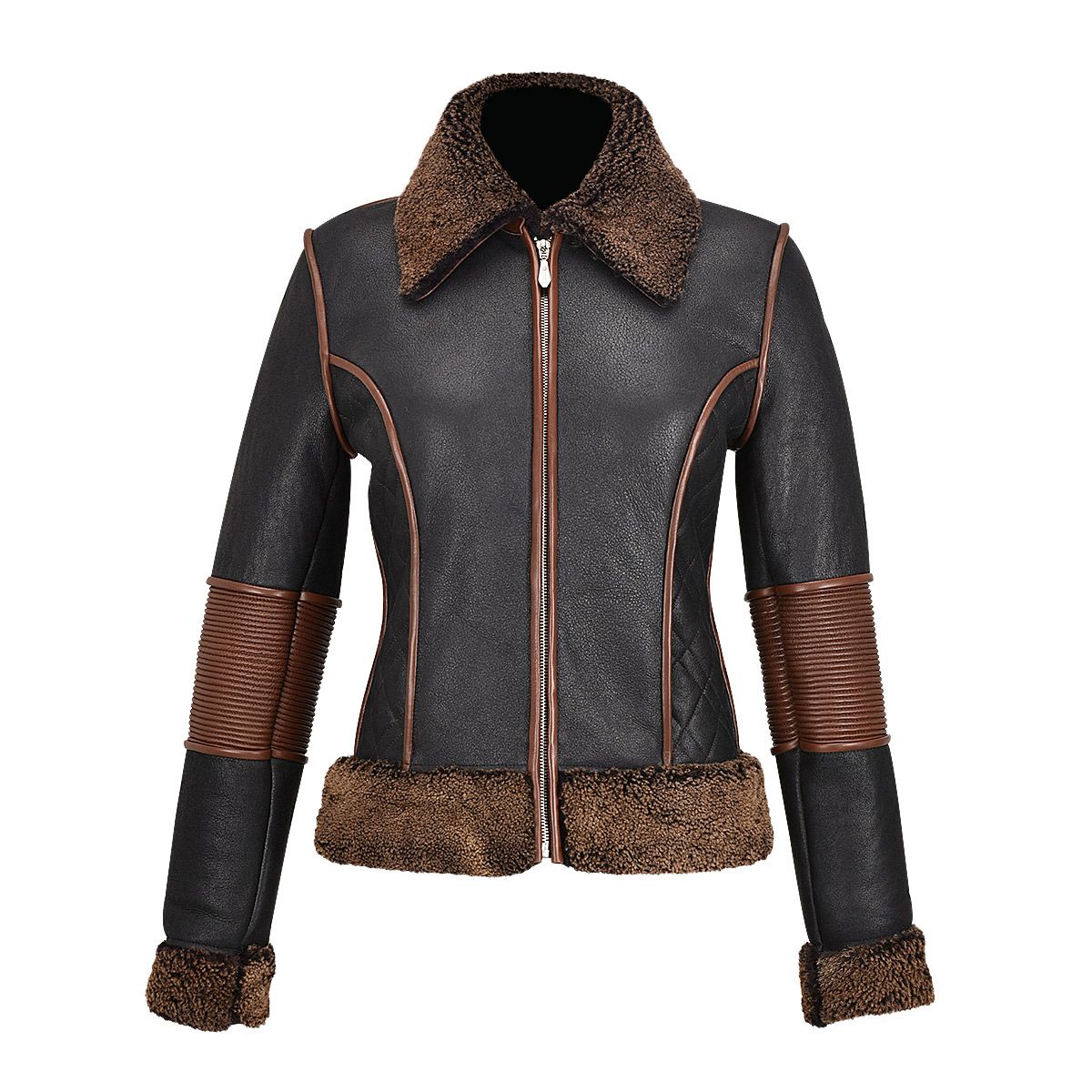 Black leather shearling jacket - M275BOB - Cuadra Shop