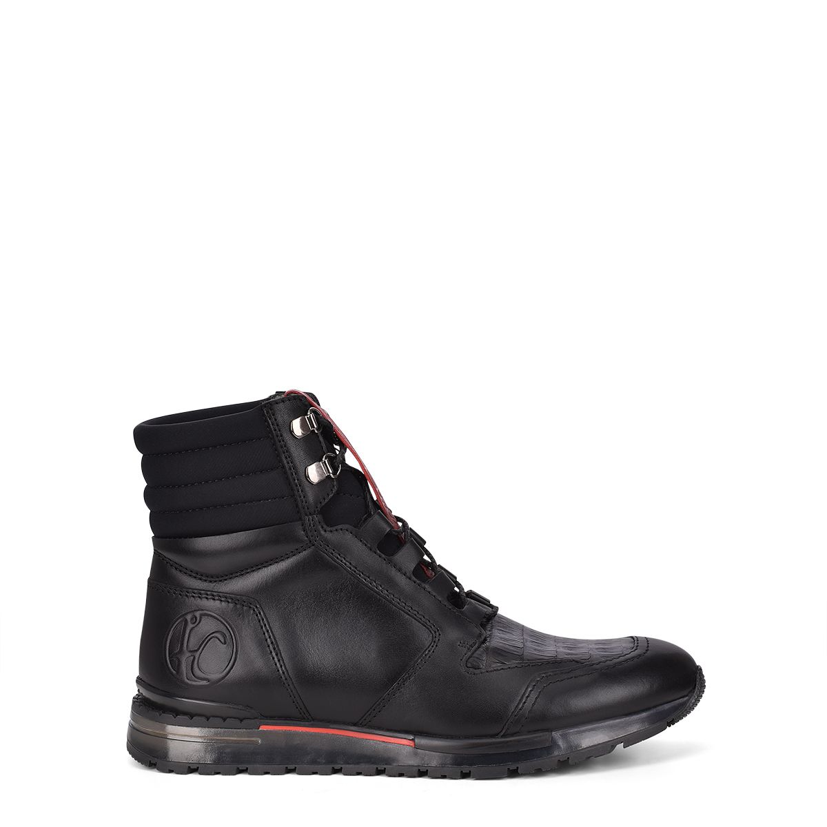 N48CWTS - Cuadra black casual fashion caiman leather sneaker boots for men-Kuet.us