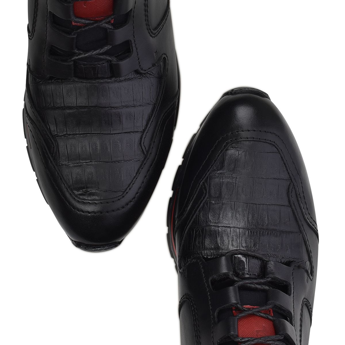 N48CWTS - Cuadra black casual fashion caiman leather sneaker boots for men-Kuet.us
