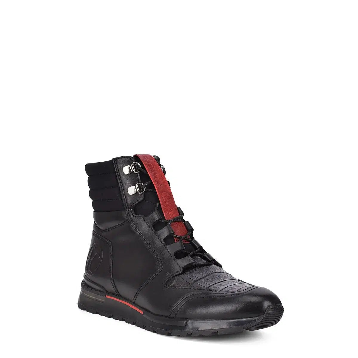 N48CWTS - Cuadra black casual fashion caiman leather sneaker boots for men-Kuet.us