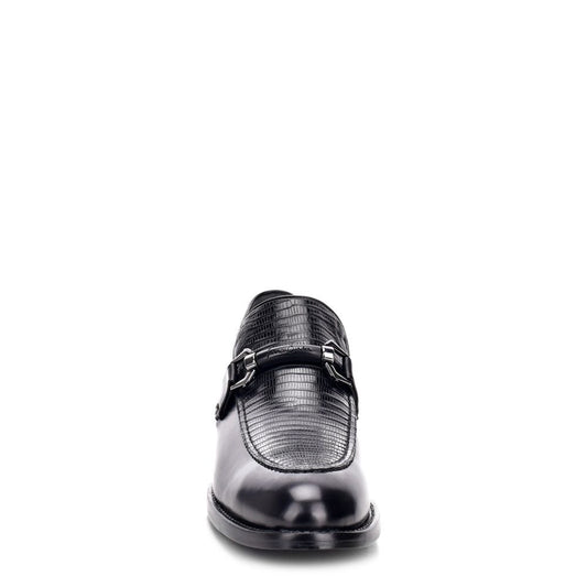 Q30LTBI-Franco Cuadra black casual lizard/calfskin leather bit loafers-Kuet.us