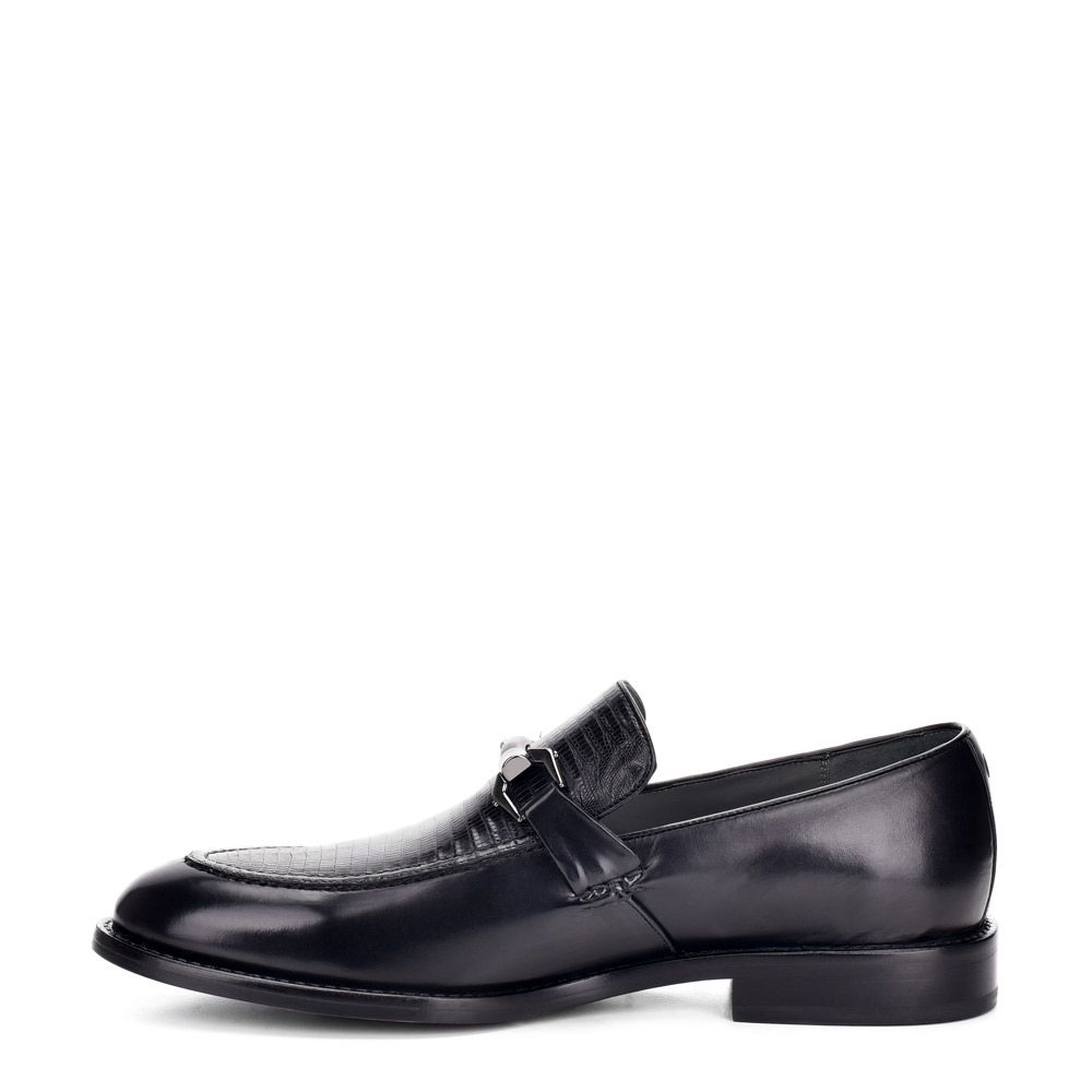 Q30LTBI-Franco Cuadra black casual lizard/calfskin leather bit loafers-Kuet.us