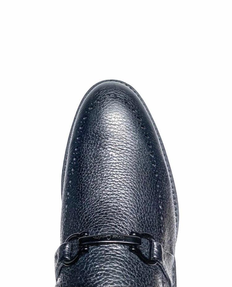 Q32VNVN - Cuadra black fashion deerskin bit loafer shoes for men-Kuet.us