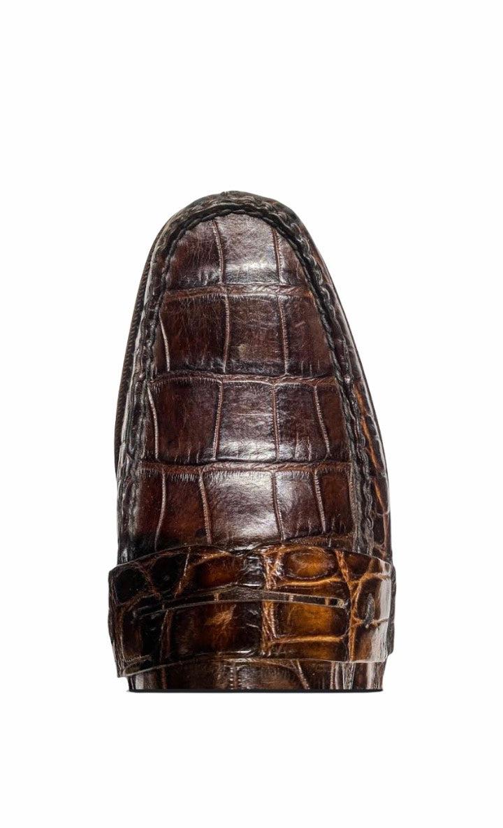 R46LPLP - Cuadra brown casual dress alligator loafer moccasin for men-Kuet.us