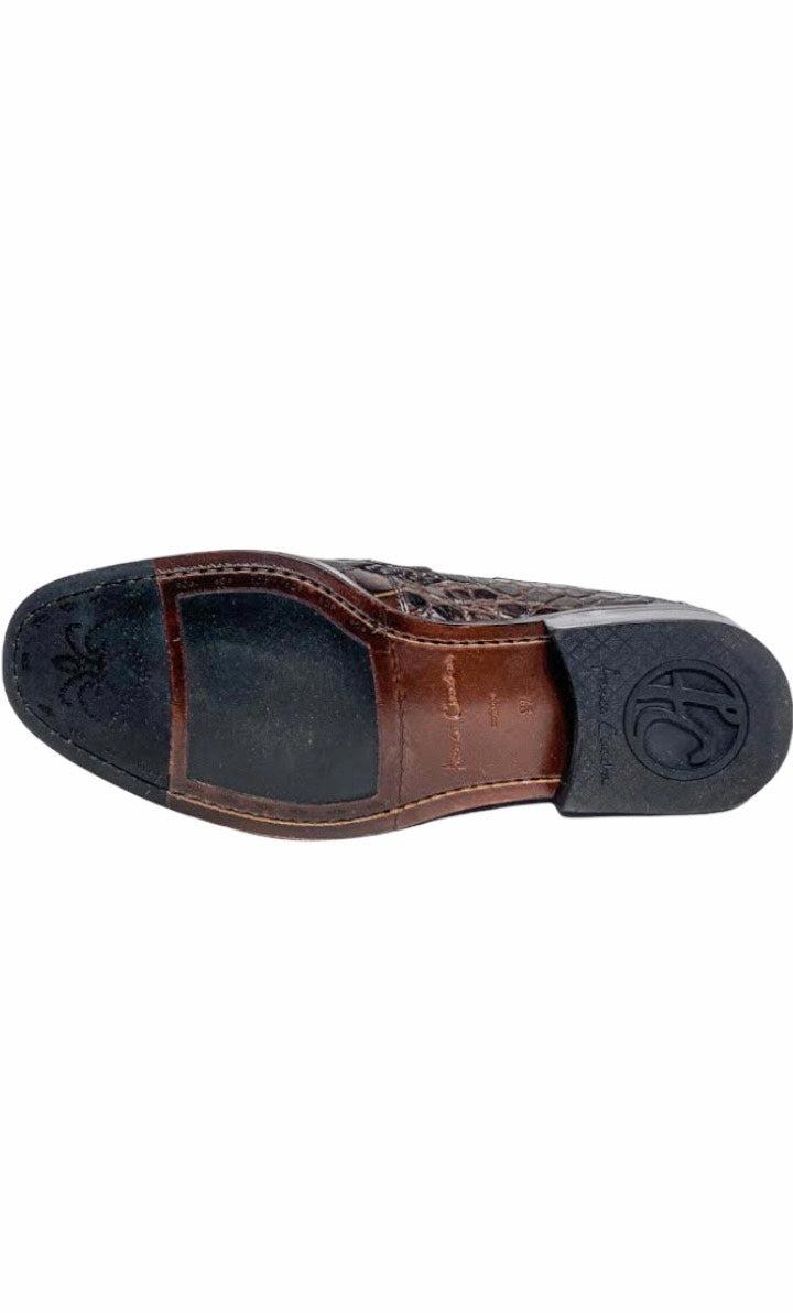 R46LPLP - Cuadra brown casual dress alligator loafer moccasin for men-Kuet.us