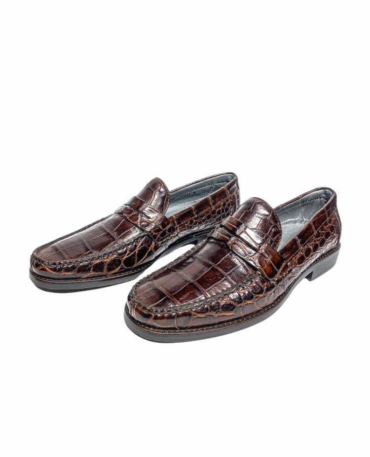 R46LPLP - Cuadra brown casual dress alligator loafer moccasin for men-Kuet.us