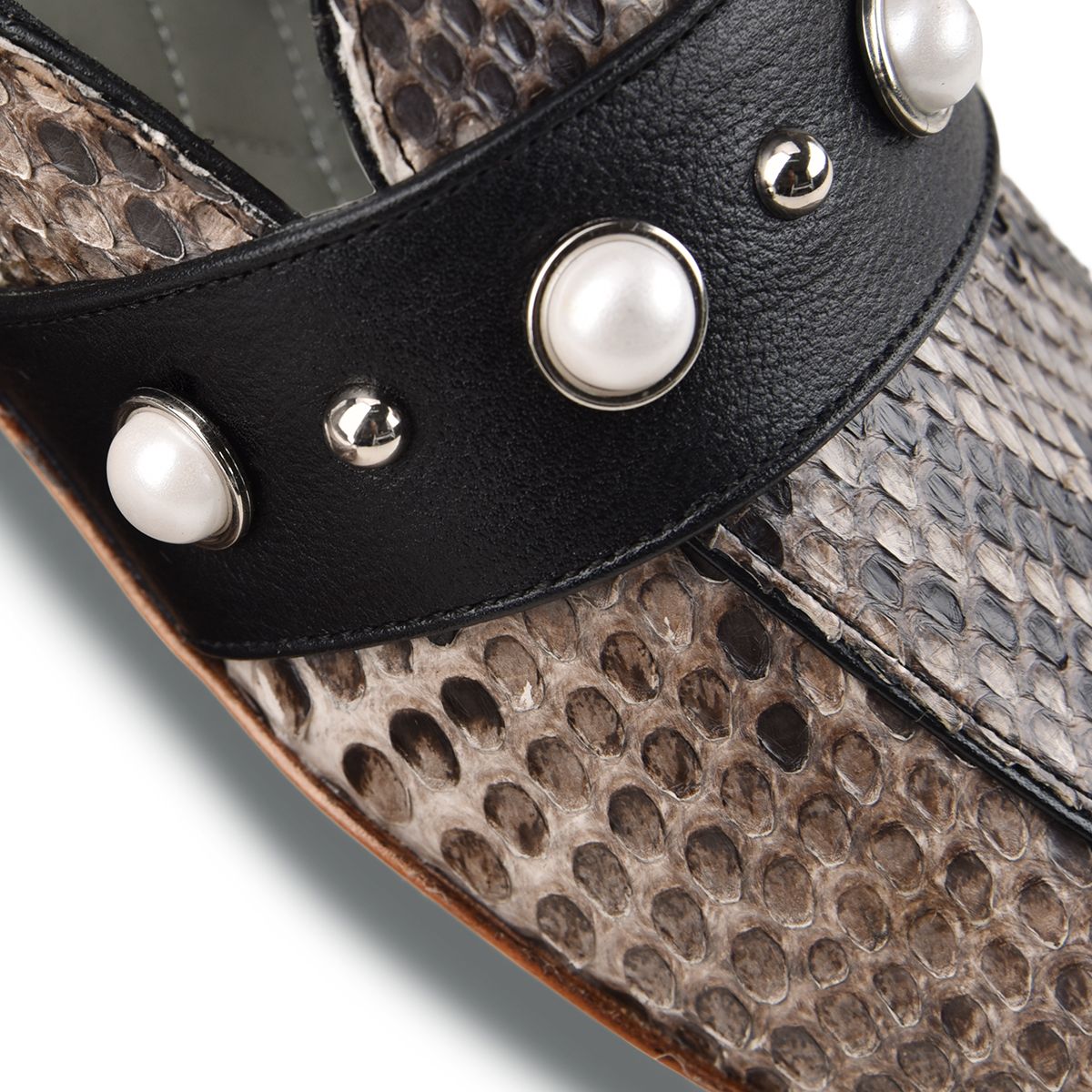 S35PBPB - Cuadra natural casual fashion python mule loafer for women-Kuet.us
