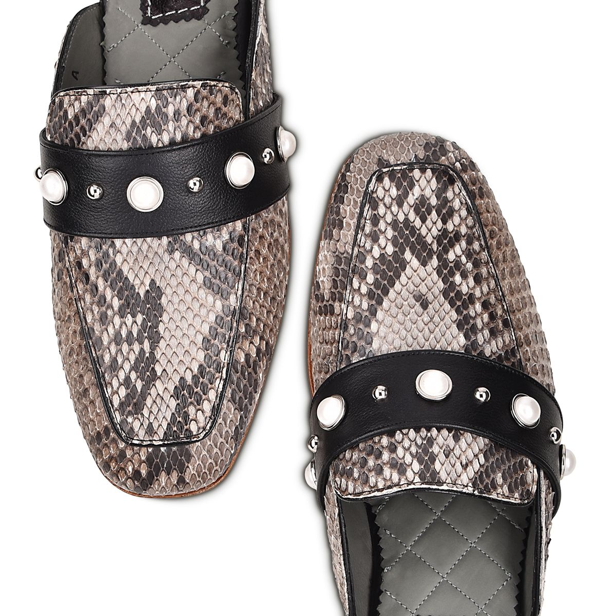 S35PBPB - Cuadra natural casual fashion python mule loafer for women-Kuet.us