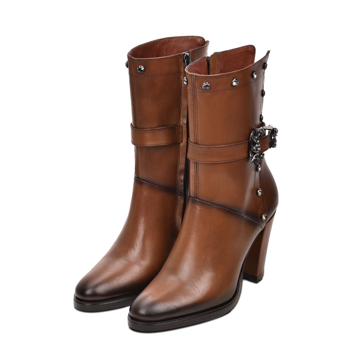 T29TSTS - Cuadra tobacco fashion cowboy leather mid-calf boots for women-Kuet.us