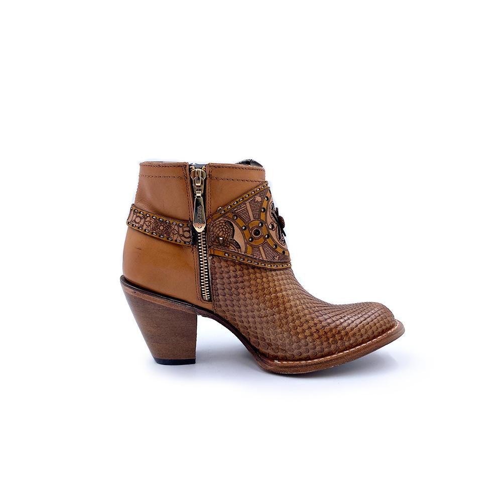 2Q02PH STRAW. CUADRA FASHION COWBOY PYTHON ANKLE BOOTS FOR WOMEN.-Kuet