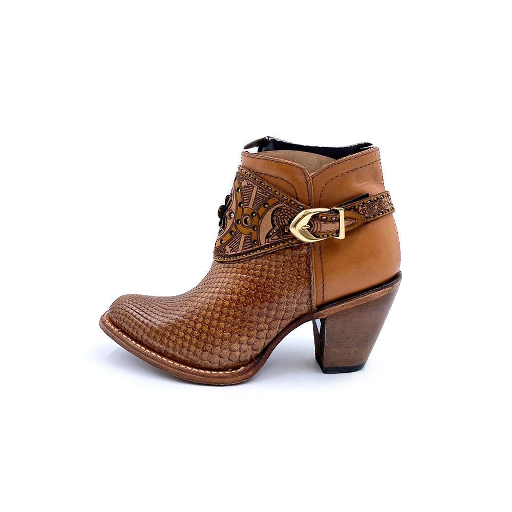 2Q02PH STRAW. CUADRA FASHION COWBOY PYTHON ANKLE BOOTS FOR WOMEN.-Kuet