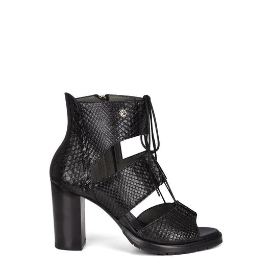 3A3PMPM - Cuadra black casual fashion phyton bondage boots for women.