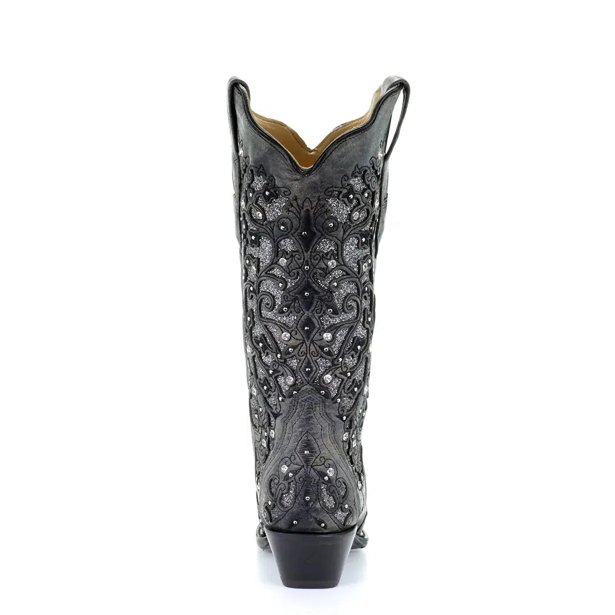A3672 - Corral grey western cowgirl leather tall boots for women-Kuet.us