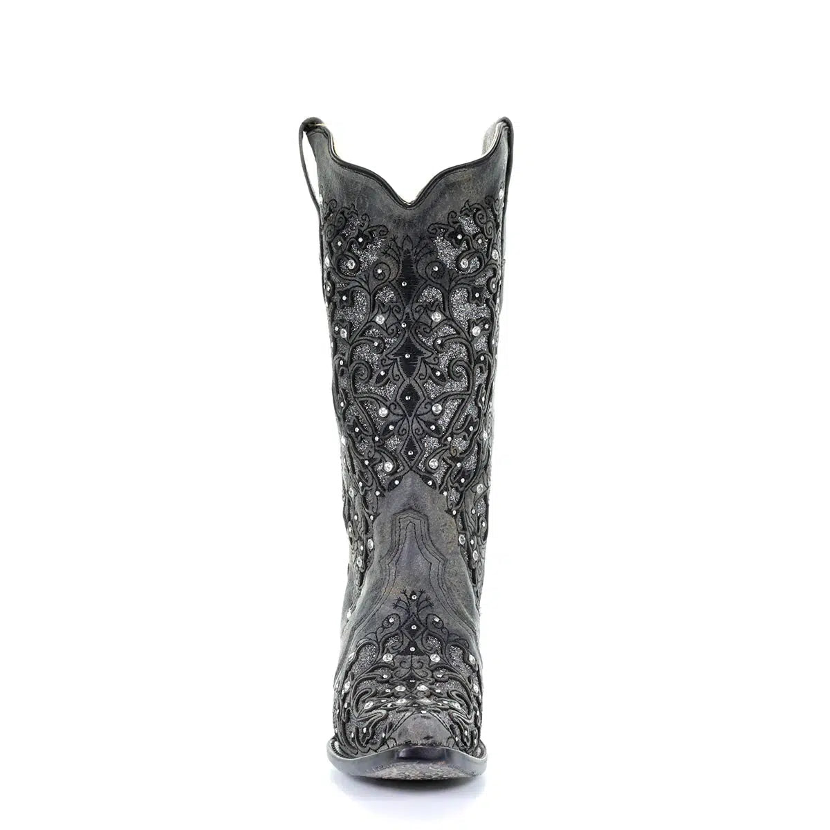 A3672 - Corral grey western cowgirl leather tall boots for women-Kuet.us