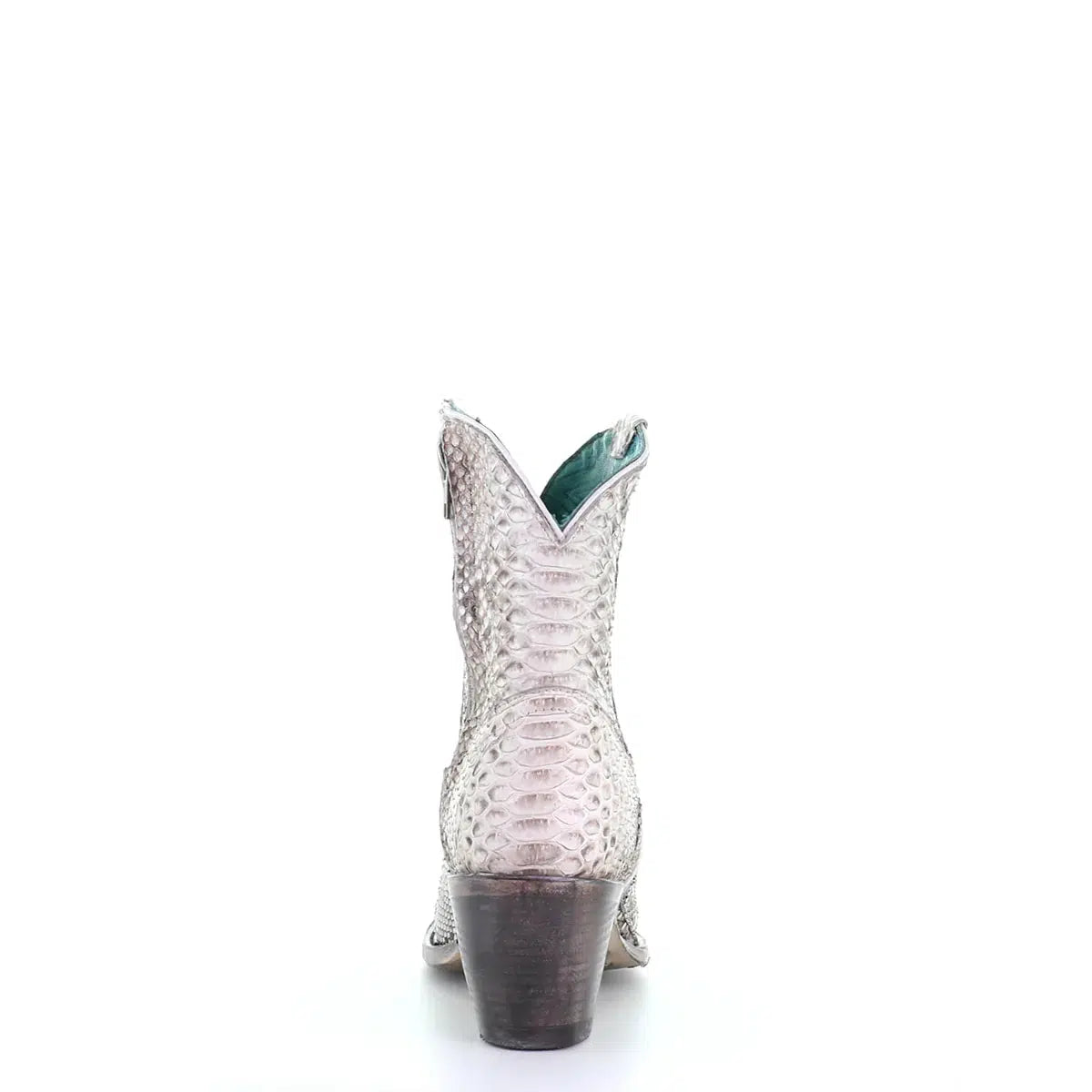A3791 - Corral white western cowgirl python ankle boots for women-Kuet.us