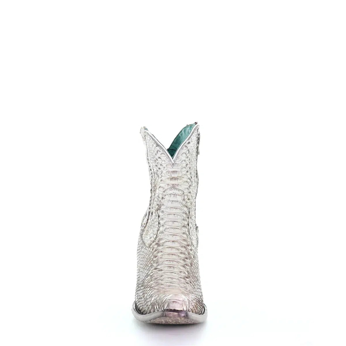 A3791 - Corral white western cowgirl python ankle boots for women-Kuet.us